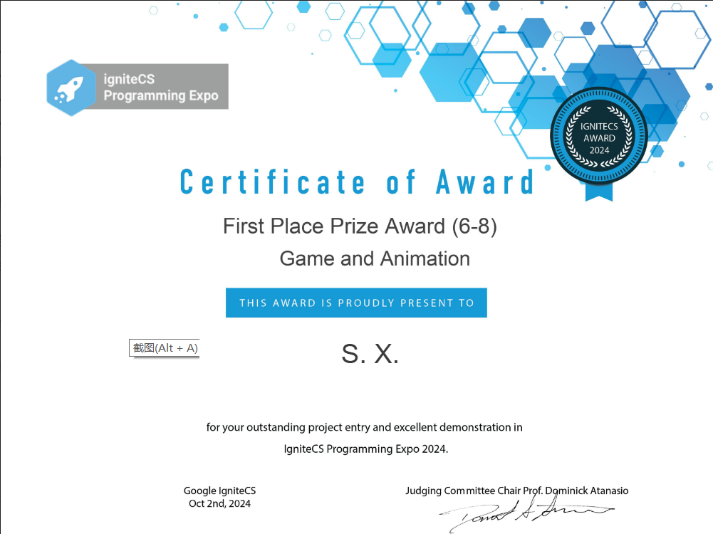 IgniteCS 1st Place 6-8 — S.X.